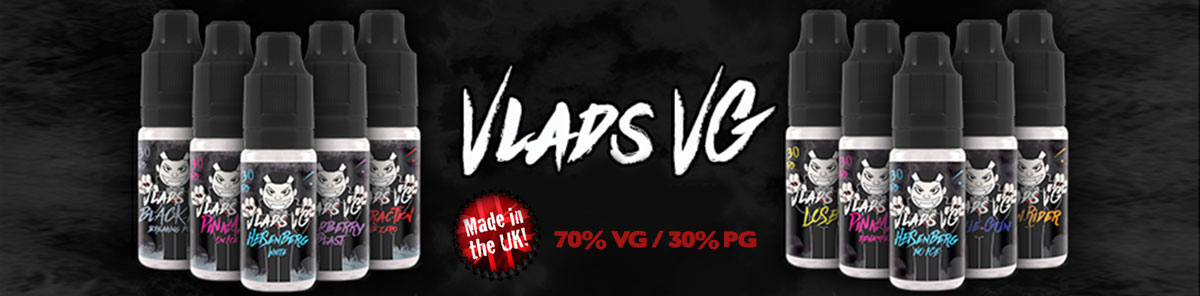 VLADS VG e-liquids by Vampire Vape. 70% VG made in the UK.